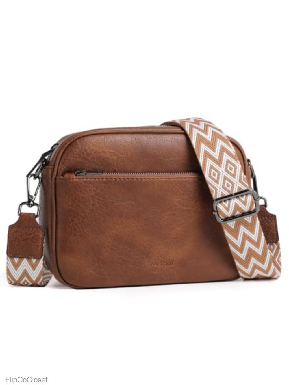 Vegan Leather Crossbody Bag Small Shoulder Handbag with Wide Strap